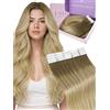 Fshine Extension Biadesive Capelli 30 g 30 cm Extension Adesive Capelli 20 pcs Balayage Biondo Platino Misto Castano Chiaro Extensions Tape Lisci Umani Invisibili Compleanno
