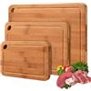Samlonge Tagliere Legno Set Taglieri Cucina in Bamboo Grande, Medio y Piccolo Tagliere da Cucina Professionale Antibatterico Taglieri Bambu Resistenti per Pane, Aperitivo, Carne e Verdure (Marrone)