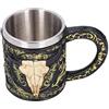 HERCHR tazza di birra, Tazza di Caffè in Acciaio INOX e Resina, 3D boccale vichingo con manici, Boccale decorativo vichingo medievale da birra, Tazza da Bere Classica Retrò con stampe e motivi decorativi