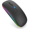 JZK Dual Mode 2.4Ghz USB ricaricabile mouse wireless mouse bluetooth per computer portatile, sottile mouse silenzioso del computer con luce LED, DPI regolabile, nero