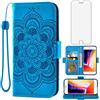Asuwish Cover per iPhone 7/8/SE 2020 2022 con Pellicola Vetro Portafoglio Libro Pelle Porta Carte Protettivo Protezione i SE2020 SE2022 2/2nd 3/3rd Generation 7s 8s 6SE SE2 SE3 Custodia Case Blu