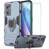 DERHAN Cover per OPPO Find X5 Lite con Vetro Temperato, Custodia Protettiva Resistente Antiurto Robusta Case con Supporto Magnetico Rotante a 360° - Marino