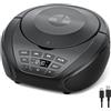Gueray Lettore CD portatile Boombox Lettori CD audio domestici con altoparlanti Radio FM Ingresso AUX Supporto Cuffie Modalità playlist Riproduzione PROG per audiolibri da esterno e da interno