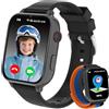 PTHTECHUS Smartwatch Bambini GPS 4G, Orologio Intelligente con Telefono, Videochiamata, Chat, SOS, Sveglia, Contapassi, Camera, Modalità Classe, Gioco, Smart Watch per Ragazza e Ragazzo 4-12 Anni Regalo, Nero
