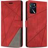 SONWO Cover per Oppo A16S / A54s Custodia, Flip Caso in PU Pelle Case Cover Premium Portafoglio Custodia per Oppo A16S / A54s, Slot per Schede, Supporto Stand, Rosso