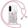 Yoedge Cover con Cordino per Samsung Galaxy A56 5G 6,7, Trasparente Aesthetic Disegni Fiori Custodia con Collana Tracolla Laccio Collo, Sottile TPU Silicone + PC Antiurto Case per Samsung A56,03
