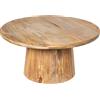 DRW Tavolino Rotondo in Legno Naturale 90 x 90 x 45 cm, 90x90x45 cm