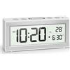YouJabz Sveglia digitale con ampio display LED, sveglia da comodino a batteria con luce notturna, 5 orari di allarme, regolazione automatica della luminosità, ripetizione, calendario, 12/24h, °F/°C