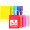 Gucass 50 Pezzi Colorato Sacchetti Carta con Manici, Medi Borse Carta Kraft Sacchetti da Regalo Carta, 21x11x27cm, Shopper in Kraft Carta Borsa Regalo, per Feste Compleanno Natale Matrimoni Shopping