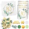 Luckeey 20 Tovaglioli + 12 Lanterne Antivento + 100 Coriandoli - Decorazione Tavolo per 80° Compleanno, Verde Eucalipto