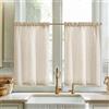 Vangao Tende Cucina in Misto Lino Beige Naturale Tenda corta camera da letto Finestra Moderne 65 x 115 cm 2 pezzi con passante Bistrot Soggiorno Casa Country bistrot stile rustico Semitrasparenti