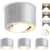 GeyouLux 3CCT Faretto da soffitto LED Dimmerabile, 5W 500LM Faretti LED Soffitto Interno Orientabili 30°, Ø80x50mm Alluminio, Con Modulo LED 230V Incluso, Faretto LED Alluminio Spazzolato 4 Pezzi