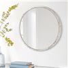 JJUUYOU Specchio rotondo rotondo da appendere al bagno, specchio decorativo da parete con cornice in legno, specchio cosmetico per soggiorno, ingresso, camera da letto, bianco