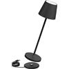 K-Bright 240lm Lampada LED Dimmerabile da tavolo in alluminio, IP54，4000K Ricaricabile Per interni/esterni Lampada da tavolo con base di ricarica a contatto (Nero)