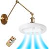 Generico Moderna Applique da Parete Ventilatore Industriale con Presa Lampadina Senza Pale 3 Velocità Regolabile Applique Braccio Girevole Dimmerabile LED per Garage Armadio Cucina Bagno Lavanderia (Oro)