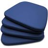 extroitaly Goccia Set 4 Cuscini Blu in Ecopelle SFODERABILE con Cerniera - Interno Poliuretano INDEFORMABILE - Mis.48/40X43 H.5 UTILE per Seduta Sedia e/o per POLTRONCINA