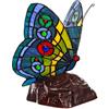 Birendy Lampada in stile Mosaico, a forma di gatto, pesce, cavallo, farfalla, lampada decorativa in vetro da tavolo (a forma di farfalla)