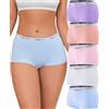 FINETOO Confezione da 5 Boxer Donna Biancheria Intima in Cotone Traspirante Pantaloncini Mutandine a Vita Bassa Morbide Confezione Multipla S-XL