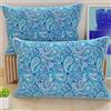 PETTI Artigiani Italiani - Coppia di Federe Cuscino 60x40 cm in Microfibra, Cuscini Arredo Camera da Letto, Divano, Salotto, Set 2 Fodere Copricuscino, Federa Paisley Azzurro, 100% Made in Italy
