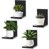 NIUBEST Set di 4 piccole mensole da parete, alte e galleggianti, in legno, per piante, da appendere, decorazione per interni, per soggiorno, camera da letto, bagno, cucina, ufficio, (nero)