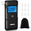 UWAKL Etilometro Portatile Certificato Alcol Test: Altamente preciso Alcoltest con Display LCD Blu Digitale - Etilometro Professionale con 10 Bocchini - Alcol Test Ideale per Uso Domestico Feste e Personale