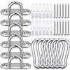 CINGHIA M5 Piastra Occhiello in Acciaio Inox Set,6 Pezzi Piastra Oculare e Moschettone,Staffa Occhiello Gancio con Viti,Soffitto a Forma di U Gancio Piastre per Occhi da Parete per Appendere Fissaggio