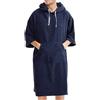 ZDSUHYIW Poncho da surf in cotone, con scomparto con cerniera, da uomo e da donna, con cappuccio, da spiaggia, in spugna, con poncho morbido, accappatoio in pile, Blu marino, Taglia unica