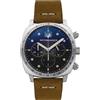 Spinnaker Mens 42mm Hull Chronograph Fumee Black Meca-Quartz Watch with Genuine Leather Strap SP-5068-01