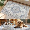 TOPICK Zerbino lavabile, per interni ed esterni, a pelo corto, stile retrò, blu, con fiori, orientale, 60 x 90 cm, antibatterico, pieghevole, antiscivolo, per porta di casa, ingresso, cucina, patio,