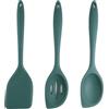 BMZXCH 3 Pezzi 28 cm Mestoli Cucchiai in Cucchiaio Silicone Cucina Cucchiai per Mescolare, Cucchiai Lunghi in Silicone Antiaderenti Resistenti al Calore per Mescolare Cucinare Cuocere (Verde Scuro)