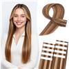 MY-LADY Extension Capelli Veri Biadesivo 10pz Biondo scuro/marrone medio 25 cm Extension Biadesive Capelli Veri Umani Lisci Tape In Hair Extensions Invisibile Corti (15g, 1.5g/pz, #4P27)