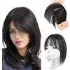 XFSRG Frangia Clip Capelli Veri Natural Frangetta Francese Extension Bangs Air Frontale Frangias Sintetici Posticci per Donne(Nero naturale)