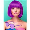 PORSMEER Parrucca e occhiali da sole 30,5 cm, capelli corti a caschetto, lisci, colorati, con frangia, per donne, per Halloween, cosplay, feste, turismo (viola)
