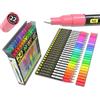 TOOLI-ART Set di 24 pennarelli acrilici fluorescenti fluorescenti, con punta extra fine da 0,7 mm, per pittura su roccia, vetro, tazze, legno, metallo, tela, progetti fai da te, non tossici, ad asciugatura