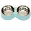 Generic Doppia ciotola per cibo per gatti/cani, in acciaio inox, con design rimovibile facile da pulire, base antiscivolo, ciotole per animali domestici per cuccioli di taglia media e gatti (blu)