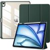 TiMOVO Custodia per Nuovo iPad Air 13 Pollici (M4/M3/M2-2026/2025/2024) con Portapenne, Cover Protettiva per iPad Air 13 con Supporto Pieghevole & Retro Trasparente, Auto Sveglia/Sonno, Verde notte