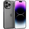 doupi UltraSlim Custodia per iPhone 14 Pro (6,1 pollici), satinato fine piuma facile mat semi trasparente Cover, nero