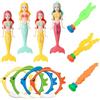 IOPJLK Set di 11 giocattoli subacquei subacquei per bambini a partire dai 4 ai 12, anelli subacquei a forma di sirena, set di giocattoli per alghe, regalo estivo per feste in piscina, per ragazzi e
