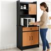 BAKAJI Armadio da Cucina Alto Credenza Multiuso Mobile Salvaspazio Nero e Quercia