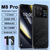 H&U&W Brand New M8 Pro Smartphone 5G 7.3 pollici Snapdragon 8gen3 22G + 2TB Telefono cellulare Dual SIM Telefoni cellulari 8000mAh Android 14 sbloccato - Black