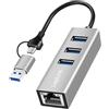 LogiLink UA0440 - USB-C 3.2 Gen 1 Hub a 5G Ethernet RJ45 adattatore con 3 USB A