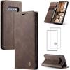 ZKGCG Compatibile con SamSung Galaxy S10-5G Telefono Cover[Caffè] Portafoglio Custodia Pelle Carta e Fessura Case Magnetica Flip Chiusura TPU Bumper con Supporto+HD Vetro Temperato-2019