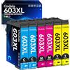 Ondula 6-Pezzi 603XL Cartucce Compatibili per Epson 603XL 603 XL Colori per Expression Home XP-2100 XP-2150 XP-2105 XP-3100 XP-3150 XP-4100 XP-4150 Workforce WF-2810 WF-2830 WF-2850