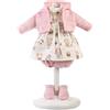 Llorens 1025996 - Vestiti per bambole da 33 cm, set di abiti con abito a forma di orsetto bianco e cardigan rosa, abbigliamento per bambole, accessori per bambole