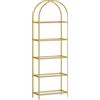 HOMCOM Scaffale Portaoggetti ad Arco a 5 Ripiani in Acciaio e Vetro Temperato, 60x30x175 cm, Oro | Aosom Italy