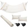 Bakaji Amaca da Giardino Doppia 2 Posti 232 x 148 cm Barre Trasversali in Legno Rivestimento in Poli Cotone con 2 Cuscini e Cinghie Design Moderno Per Giardino Terrazzo Campeggio (Beige)