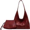 RuiDay Borsa a Spalla Donna Retrò in Pelle, Viaggio Sacchetto Borsa a Mano, Elegante Borsa Donna con Piccolo Borsello, Borsa a Tracolla Hobo, Borsa Grande Donna (Bordeaux con Borsello)