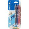 Pilot Pen - Penna roller a scatto FriXion Clicker a inchiostro gel cancellabile, impugnatura gommata, confezione da 3 pezzi (nero, blu, rosso)
