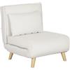 HOMCOM Poltrona Letto Singolo 2 in 1 con Schienale Regolabile in 6 Livelli e Cuscino, Divano Singolo per Camera da Letto e Soggiorno, in Tessuto, Acciaio e Legno, 72x78x79 cm, Beige