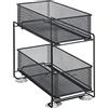 WENKO Scaffale divisorio Gioma, pregiato portaoggetti a 2 ripiani e cestello estraibile per armadietto o piano cucina, scaffale in metallo verniciato a polvere, 35 x 33,5 x 18,5 cm, nero